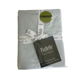 Piu Belle STANDARD Pillowcases Set of 2 Light Blue 100% Cotton Made in Portugal